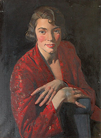 Woman in Red Kimono